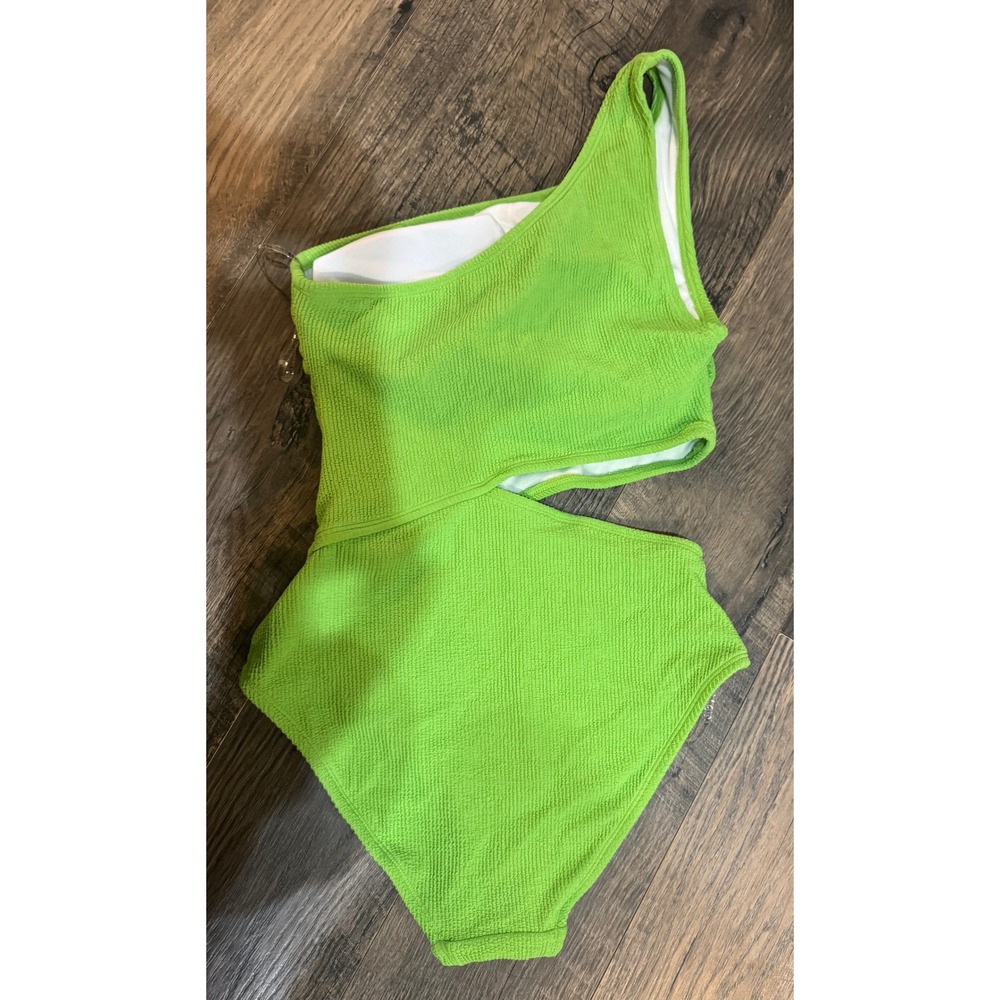 Michael Kors One Shoulder Cutout Swimsuit Green Apple Size 6 NWT - Picture 4 of 8